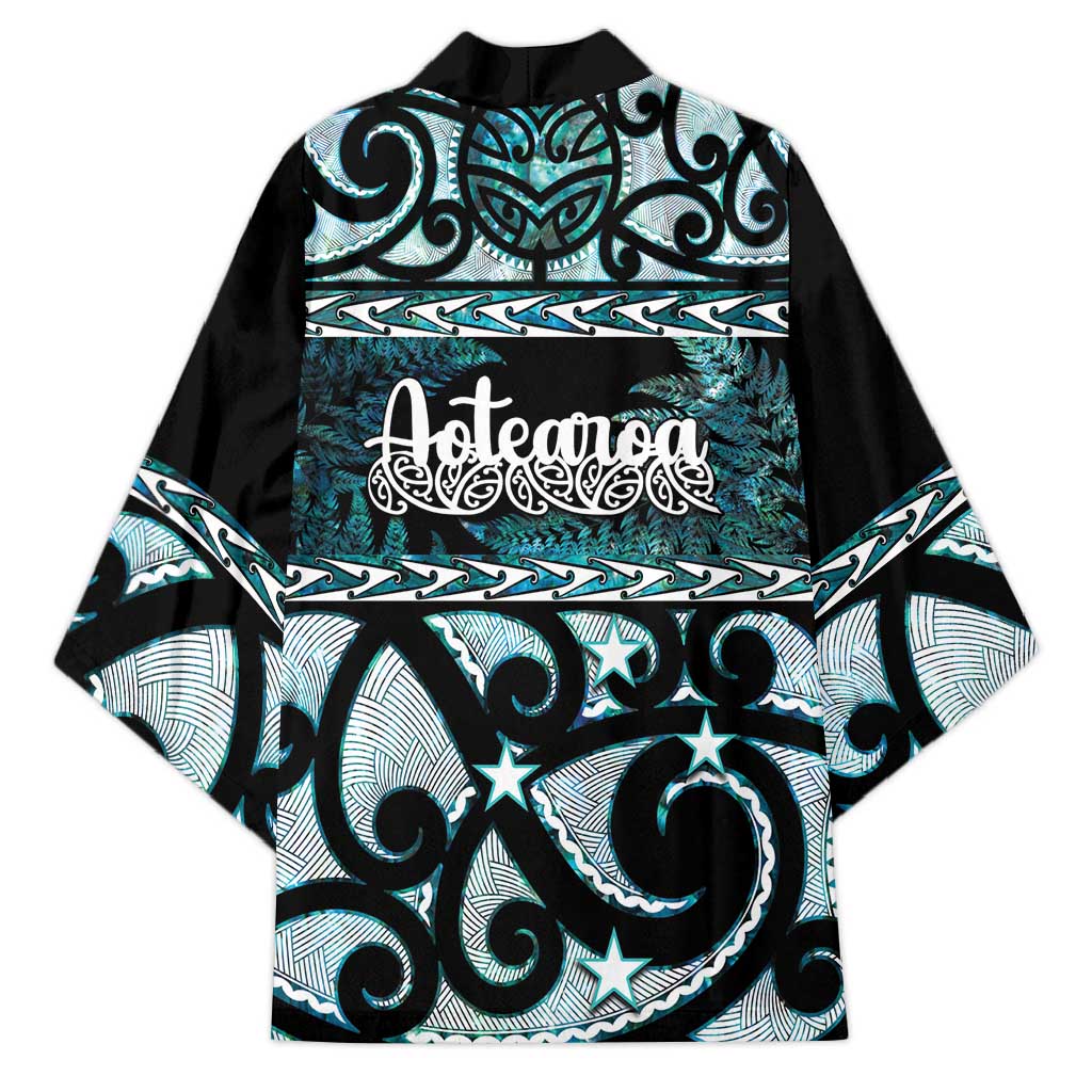 Kia Ora New Zealand Kimono Aotearoa Proud Maori Paua Shell Silver Fern - Aussie Hoodie
