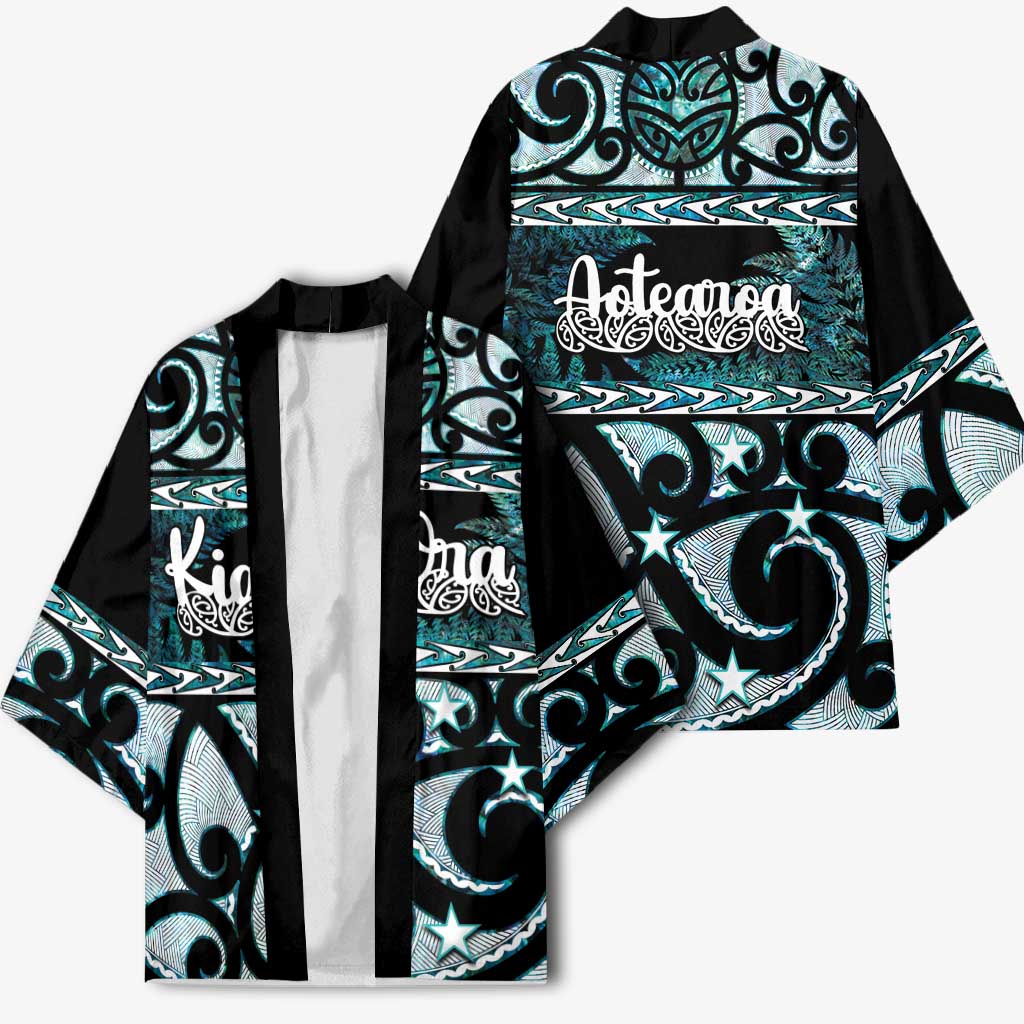 Kia Ora New Zealand Kimono Aotearoa Proud Maori Paua Shell Silver Fern - Aussie Hoodie
