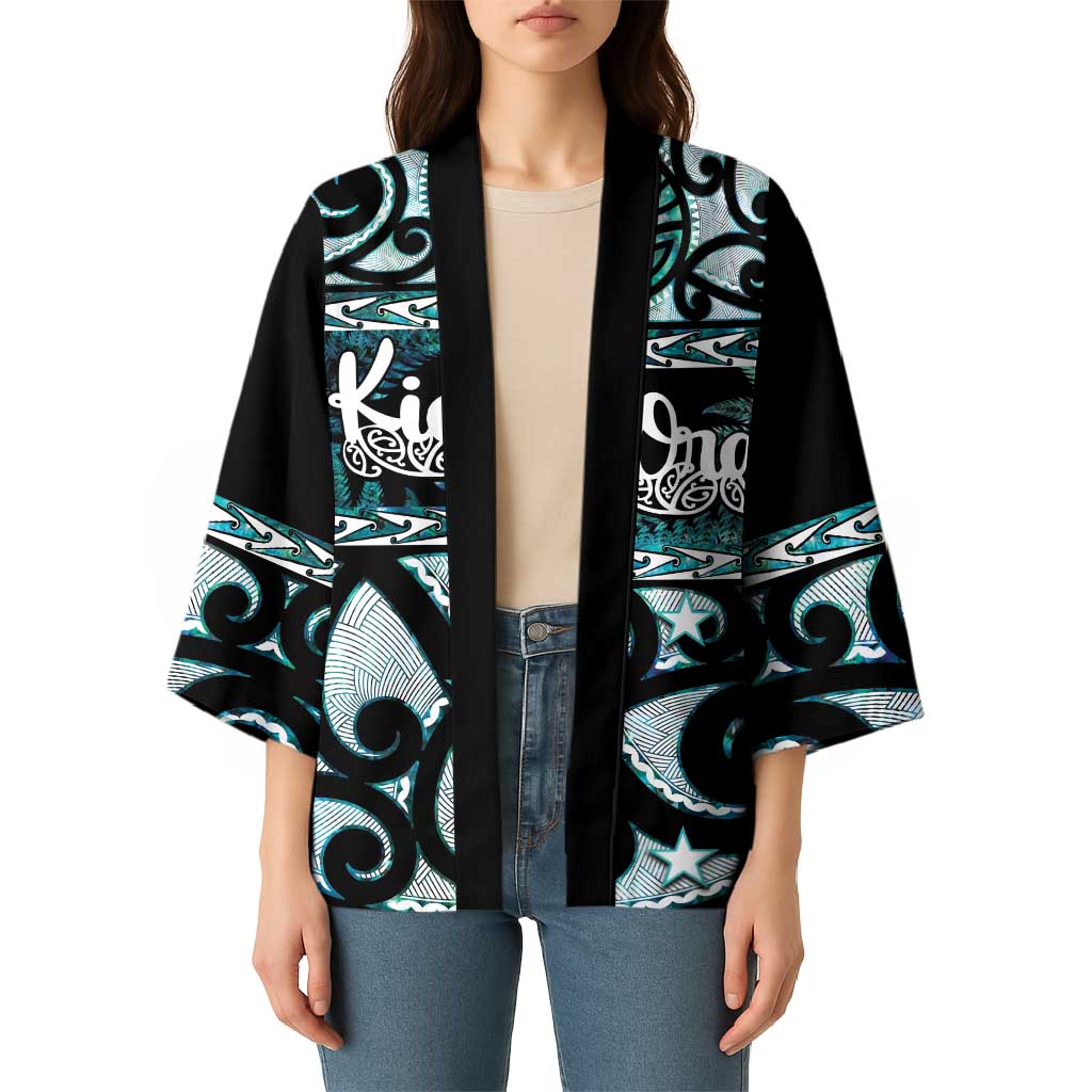 Kia Ora New Zealand Kimono Aotearoa Proud Maori Paua Shell Silver Fern - Aussie Hoodie