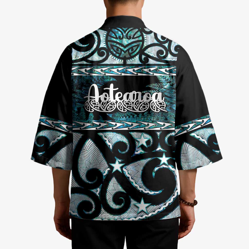 Kia Ora New Zealand Kimono Aotearoa Proud Maori Paua Shell Silver Fern - Aussie Hoodie