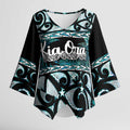 Kia Ora New Zealand Kimono Sleeve Blouse Aotearoa Proud Maori Paua Shell Silver Fern - Aussie Hoodie
