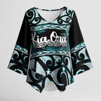 Kia Ora New Zealand Kimono Sleeve Blouse Aotearoa Proud Maori Paua Shell Silver Fern - Aussie Hoodie
