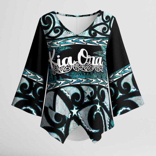 Kia Ora New Zealand Kimono Sleeve Blouse Aotearoa Proud Maori Paua Shell Silver Fern - Aussie Hoodie