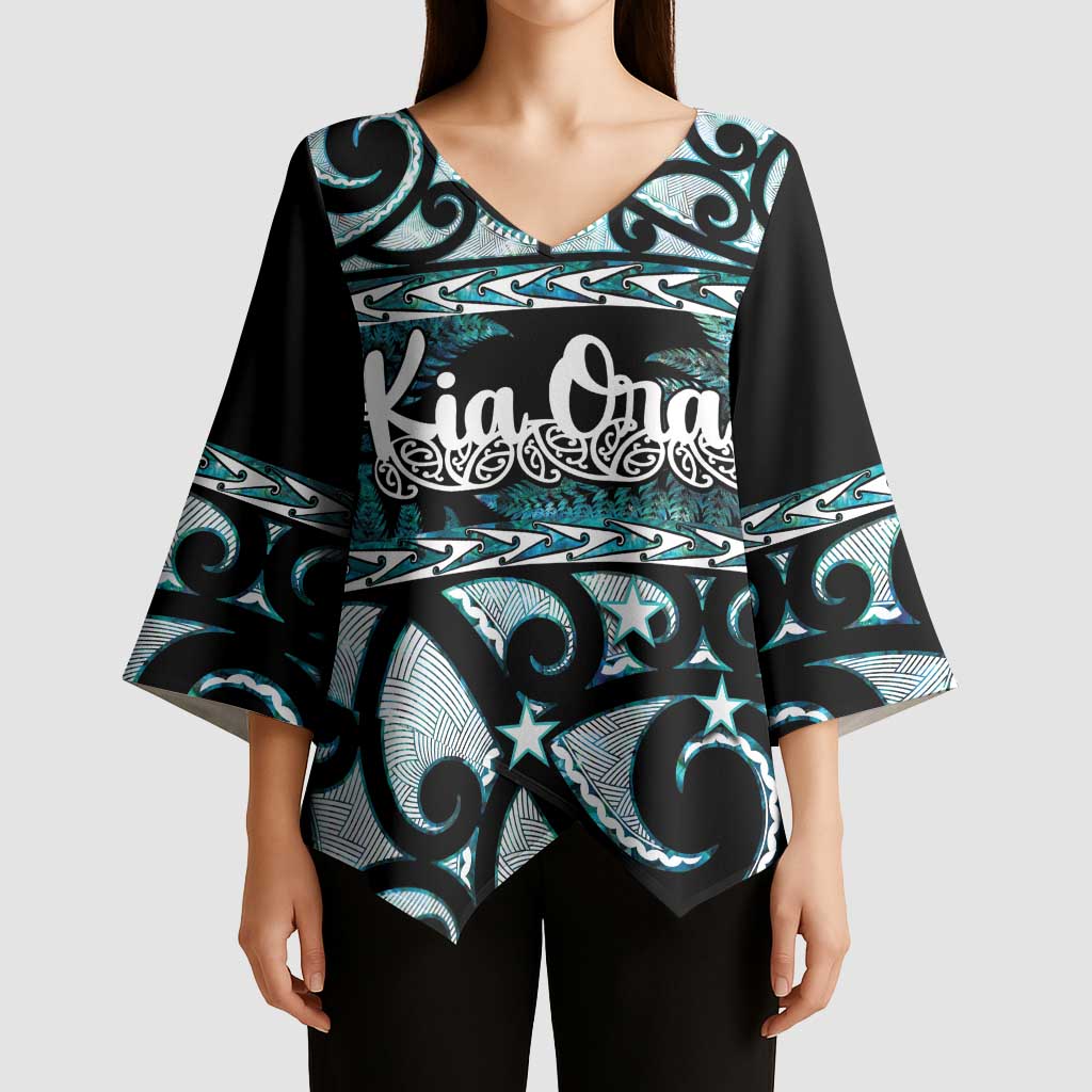 Kia Ora New Zealand Kimono Sleeve Blouse Aotearoa Proud Maori Paua Shell Silver Fern - Aussie Hoodie