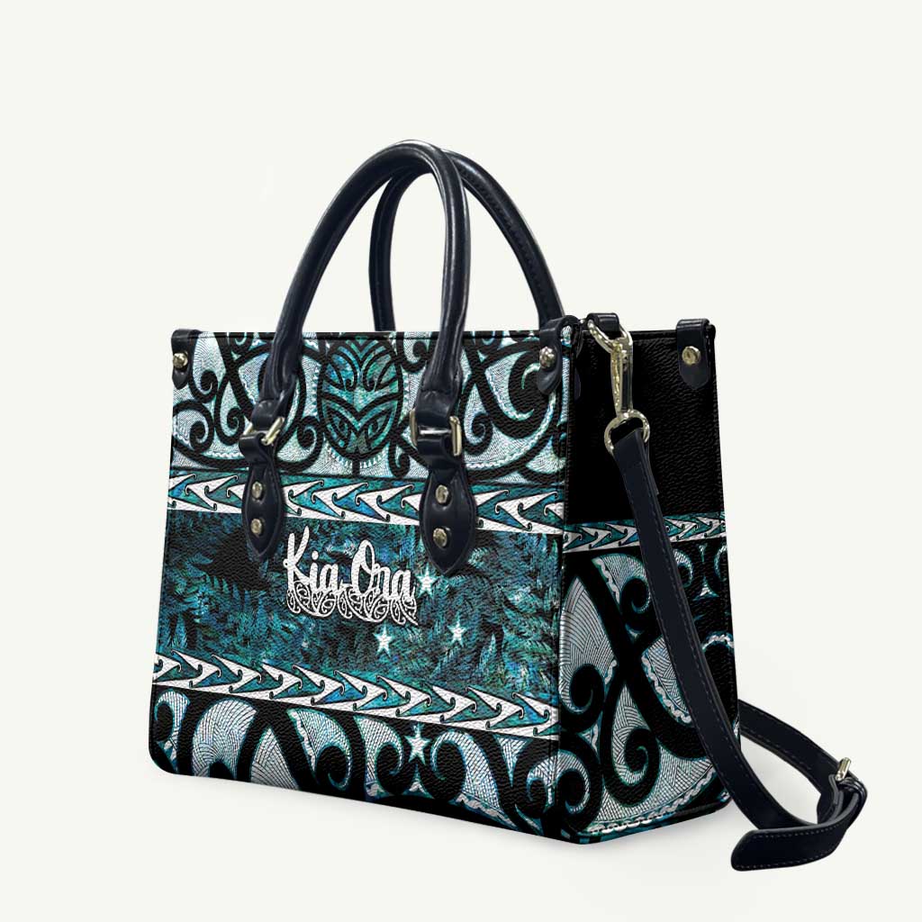 Kia Ora New Zealand Leather Bag Aotearoa Proud Maori Paua Shell Silver Fern - Aussie Hoodie