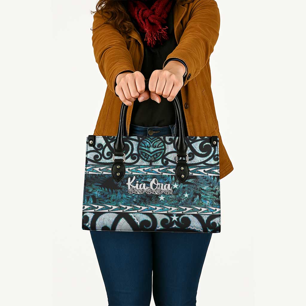 Kia Ora New Zealand Leather Bag Aotearoa Proud Maori Paua Shell Silver Fern - Aussie Hoodie
