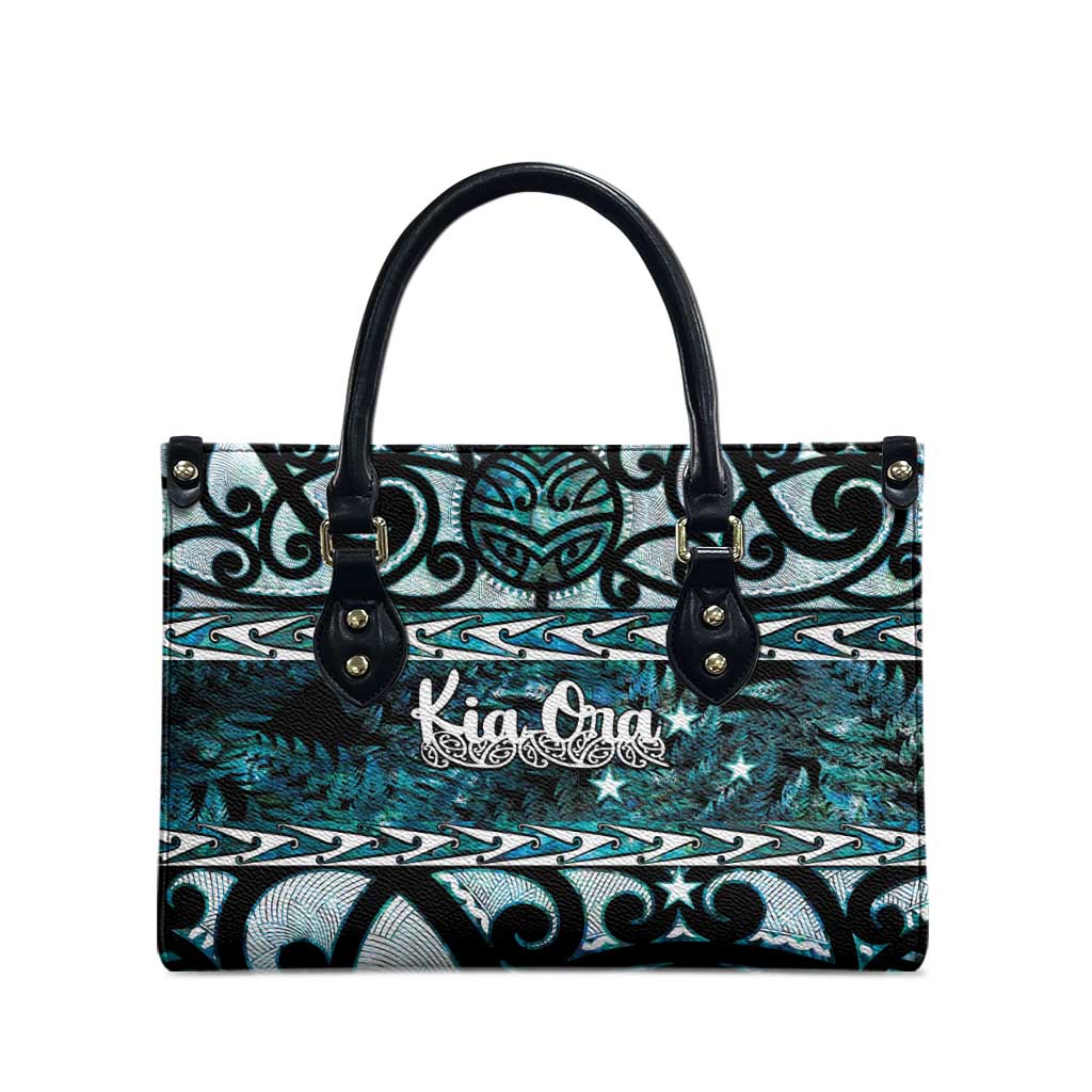Kia Ora New Zealand Leather Bag Aotearoa Proud Maori Paua Shell Silver Fern - Aussie Hoodie