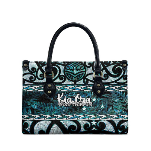 Kia Ora New Zealand Leather Bag Aotearoa Proud Maori Paua Shell Silver Fern - Aussie Hoodie