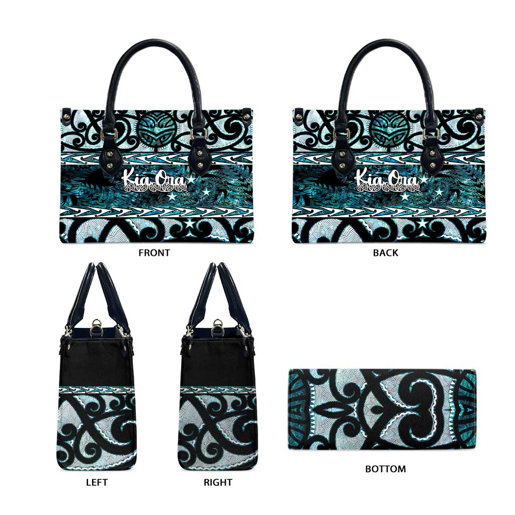 Kia Ora New Zealand Leather Bag Aotearoa Proud Maori Paua Shell Silver Fern - Aussie Hoodie