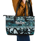 Kia Ora New Zealand Leather Tote Bag Aotearoa Proud Maori Paua Shell Silver Fern - Aussie Hoodie