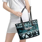 Kia Ora New Zealand Leather Tote Bag Aotearoa Proud Maori Paua Shell Silver Fern - Aussie Hoodie