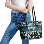 Kia Ora New Zealand Leather Tote Bag Aotearoa Proud Maori Paua Shell Silver Fern - Aussie Hoodie