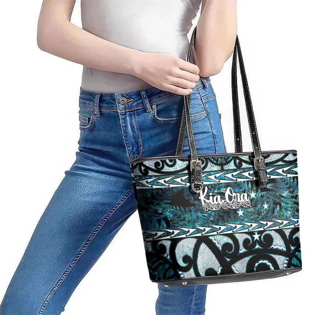 Kia Ora New Zealand Leather Tote Bag Aotearoa Proud Maori Paua Shell Silver Fern - Aussie Hoodie
