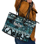 Kia Ora New Zealand Leather Tote Bag Aotearoa Proud Maori Paua Shell Silver Fern - Aussie Hoodie