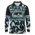 Kia Ora New Zealand Long Sleeve Polo Shirt Aotearoa Proud Maori Paua Shell Silver Fern - Aussie Hoodie