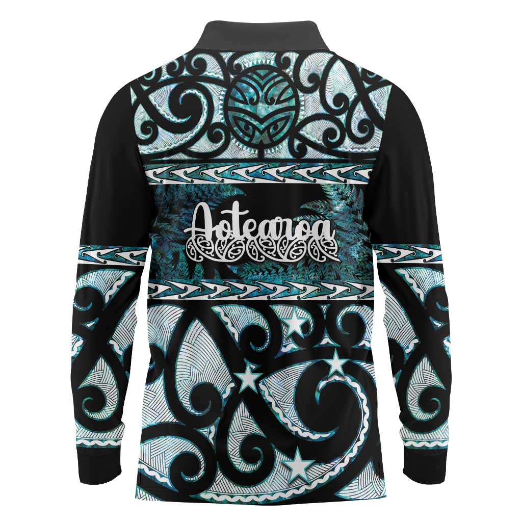 Kia Ora New Zealand Long Sleeve Polo Shirt Aotearoa Proud Maori Paua Shell Silver Fern - Aussie Hoodie