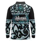 Kia Ora New Zealand Long Sleeve Polo Shirt Aotearoa Proud Maori Paua Shell Silver Fern - Aussie Hoodie