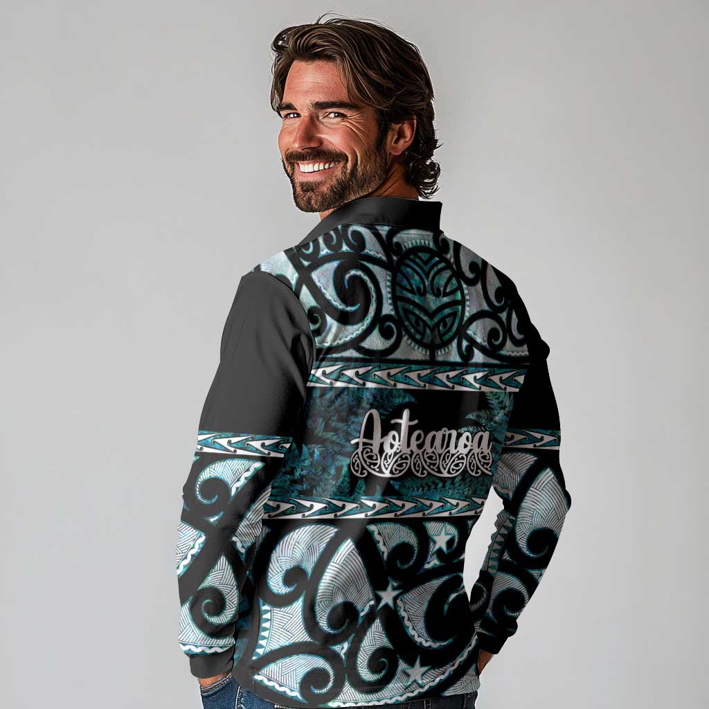 Kia Ora New Zealand Long Sleeve Polo Shirt Aotearoa Proud Maori Paua Shell Silver Fern - Aussie Hoodie