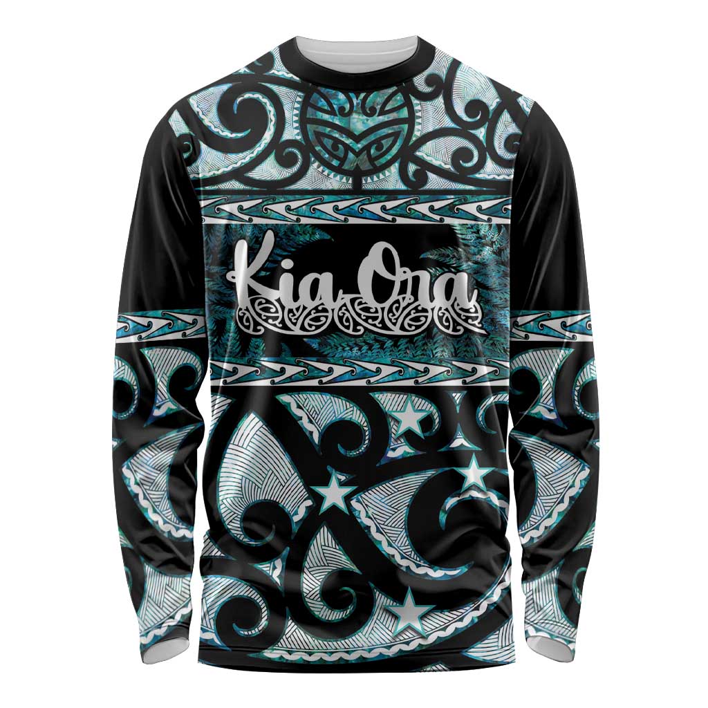 Kia Ora New Zealand Long Sleeve Shirt Aotearoa Proud Maori Paua Shell Silver Fern - Aussie Hoodie