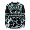 Kia Ora New Zealand Long Sleeve Shirt Aotearoa Proud Maori Paua Shell Silver Fern - Aussie Hoodie