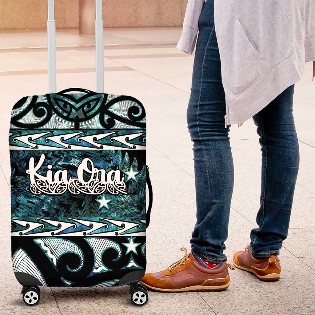 Kia Ora New Zealand Luggage Cover Aotearoa Proud Maori Paua Shell Silver Fern - Aussie Hoodie