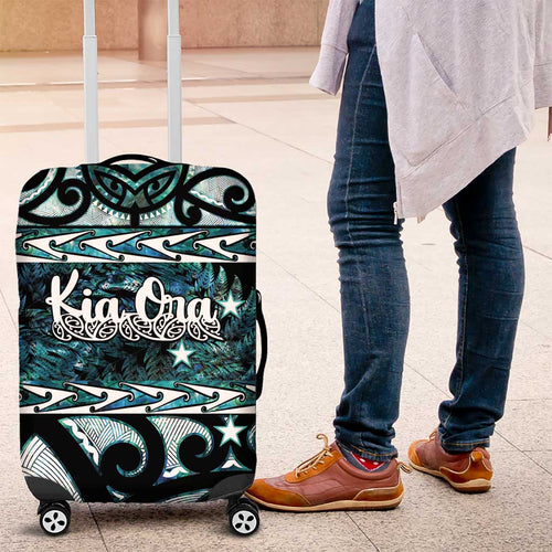 Kia Ora New Zealand Luggage Cover Aotearoa Proud Maori Paua Shell Silver Fern - Aussie Hoodie