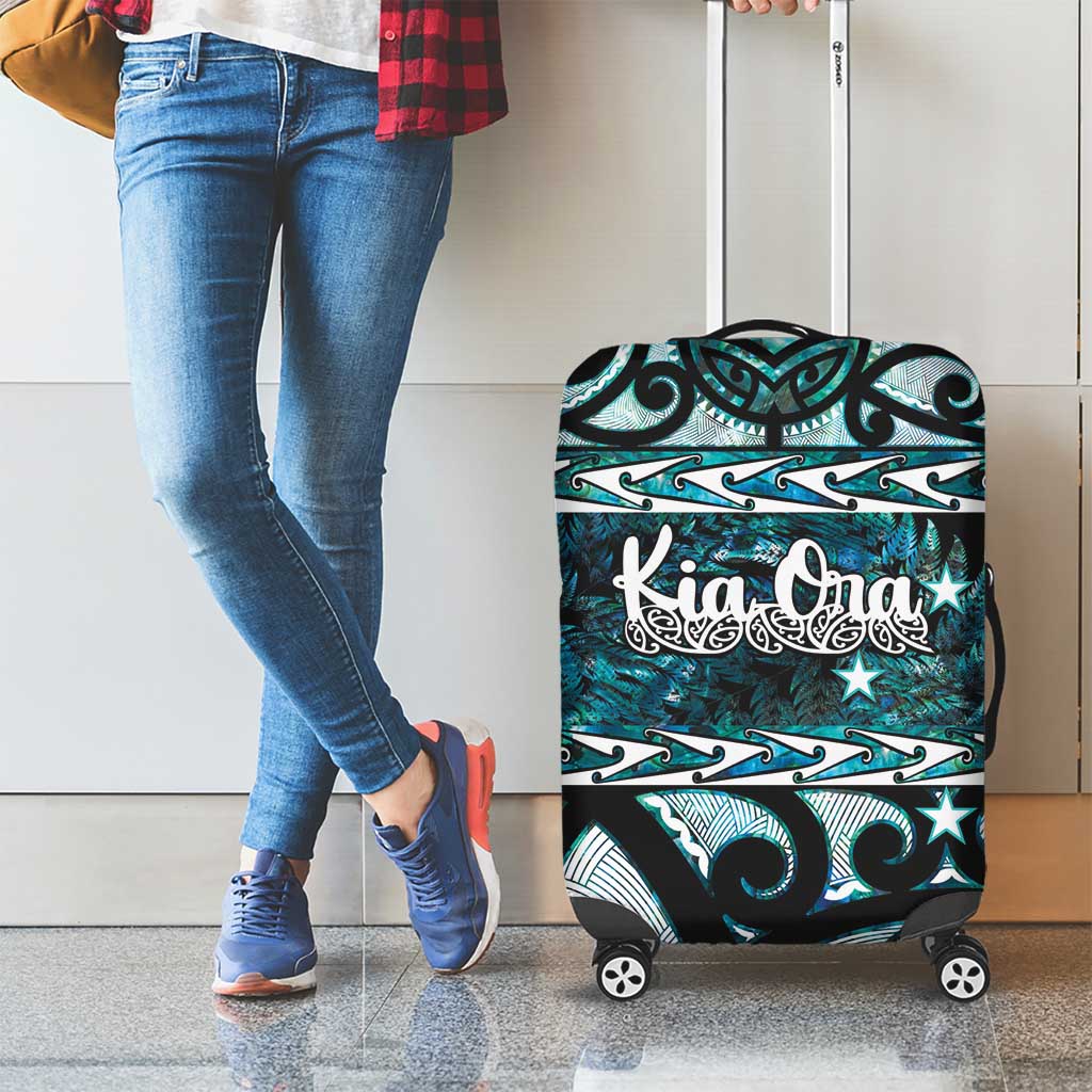 Kia Ora New Zealand Luggage Cover Aotearoa Proud Maori Paua Shell Silver Fern - Aussie Hoodie