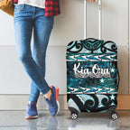 Kia Ora New Zealand Luggage Cover Aotearoa Proud Maori Paua Shell Silver Fern - Aussie Hoodie