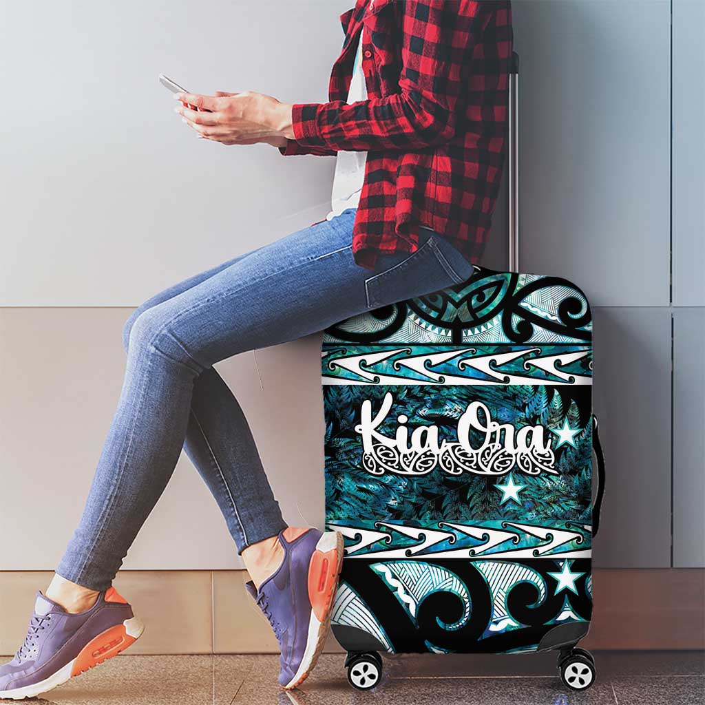Kia Ora New Zealand Luggage Cover Aotearoa Proud Maori Paua Shell Silver Fern - Aussie Hoodie
