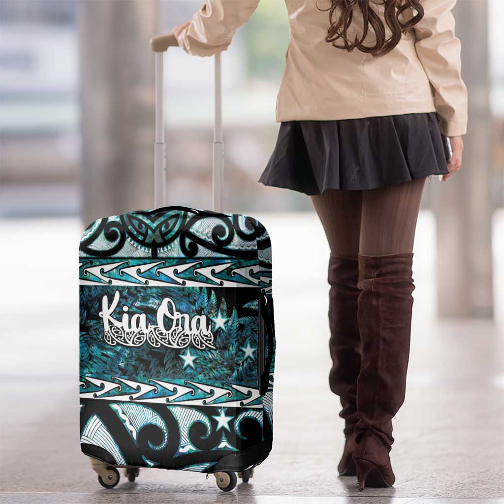 Kia Ora New Zealand Luggage Cover Aotearoa Proud Maori Paua Shell Silver Fern - Aussie Hoodie