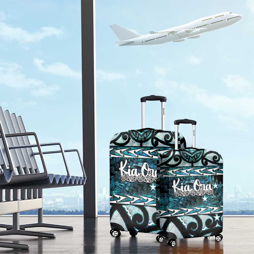 Kia Ora New Zealand Luggage Cover Aotearoa Proud Maori Paua Shell Silver Fern - Aussie Hoodie