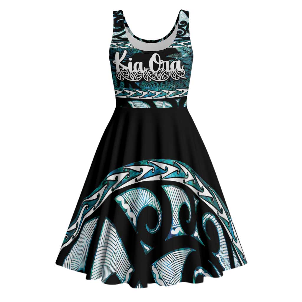 Kia Ora New Zealand Midi Dress Aotearoa Proud Maori Paua Shell Silver Fern - Aussie Hoodie