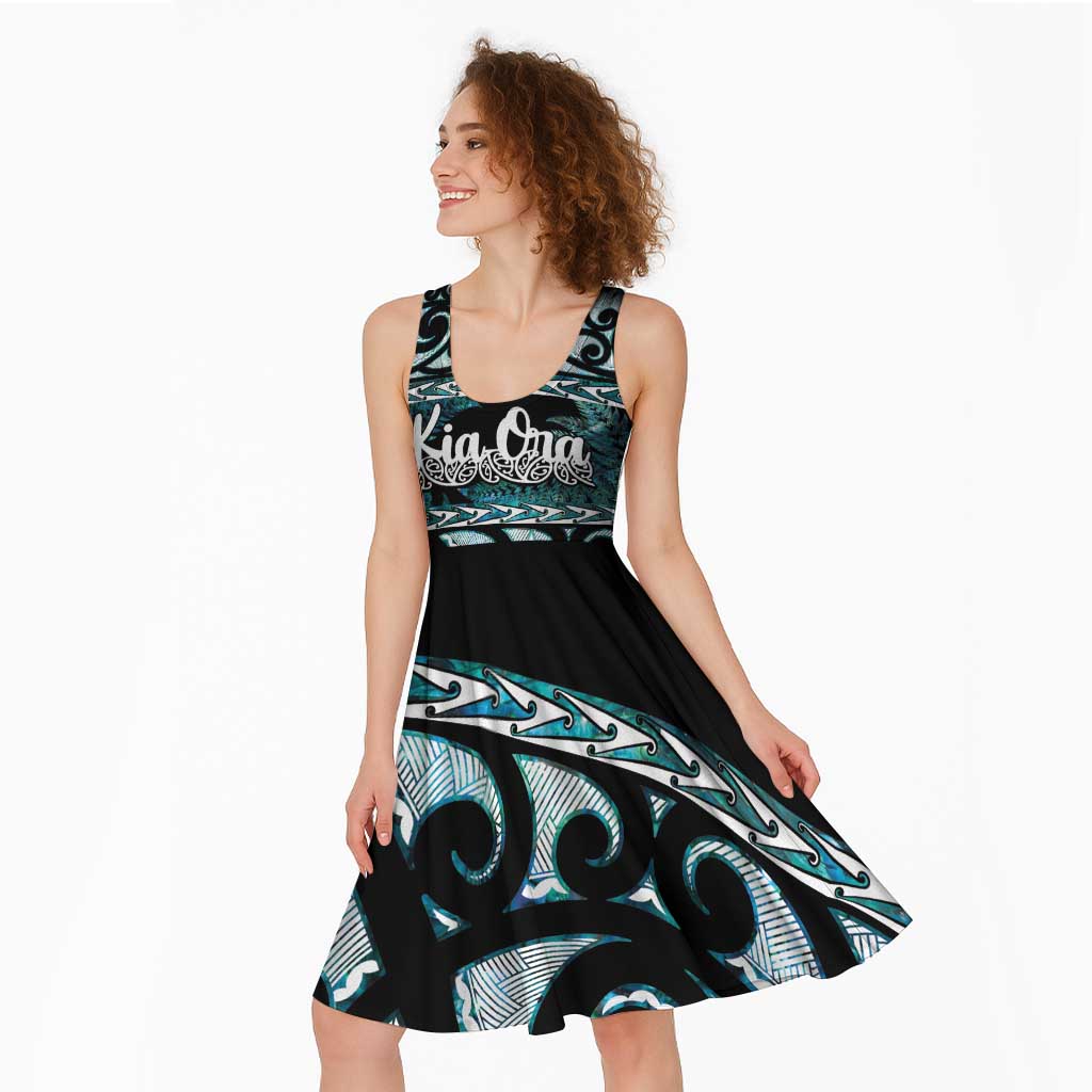 Kia Ora New Zealand Midi Dress Aotearoa Proud Maori Paua Shell Silver Fern - Aussie Hoodie