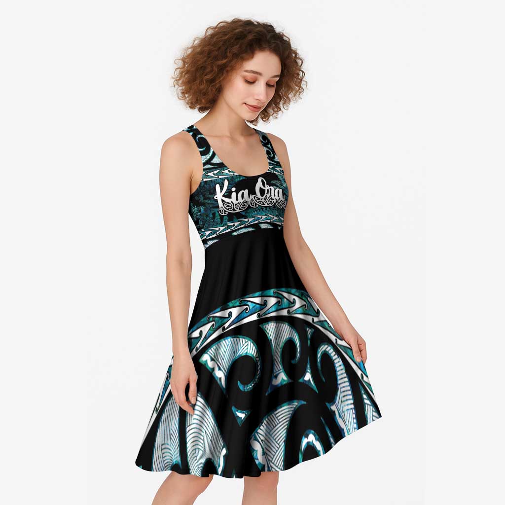 Kia Ora New Zealand Midi Dress Aotearoa Proud Maori Paua Shell Silver Fern - Aussie Hoodie