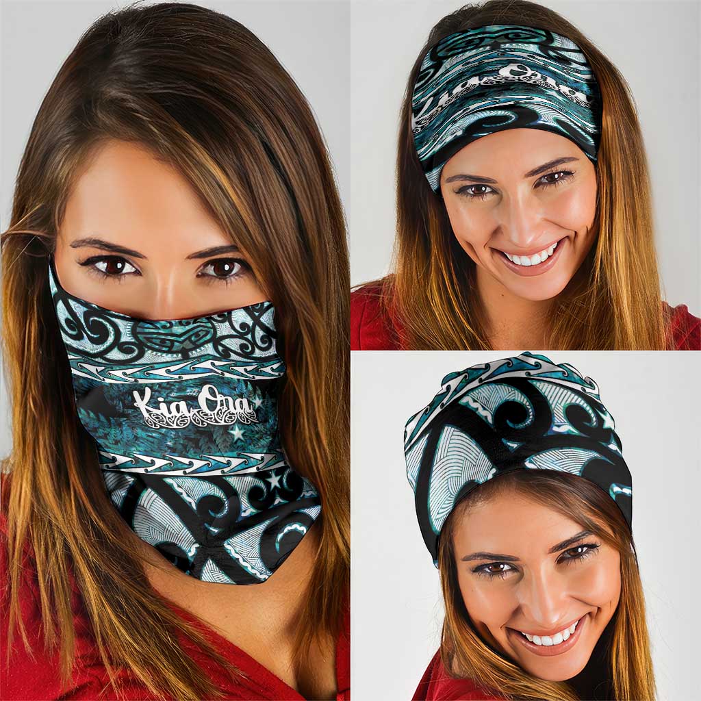 Kia Ora New Zealand Neck Gaiter Aotearoa Proud Maori Paua Shell Silver Fern - Aussie Hoodie