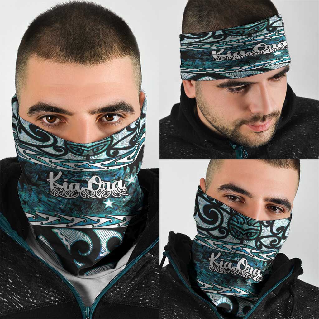 Kia Ora New Zealand Neck Gaiter Aotearoa Proud Maori Paua Shell Silver Fern - Aussie Hoodie