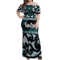 Kia Ora New Zealand Off Shoulder Maxi Dress Aotearoa Proud Maori Paua Shell Silver Fern - Aussie Hoodie