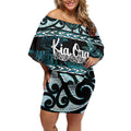 Kia Ora New Zealand Off Shoulder Short Dress Aotearoa Proud Maori Paua Shell Silver Fern - Aussie Hoodie