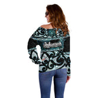 Kia Ora New Zealand Off Shoulder Sweater Aotearoa Proud Maori Paua Shell Silver Fern - Aussie Hoodie