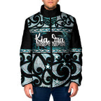 Kia Ora New Zealand Padded Jacket Aotearoa Proud Maori Paua Shell Silver Fern - Aussie Hoodie