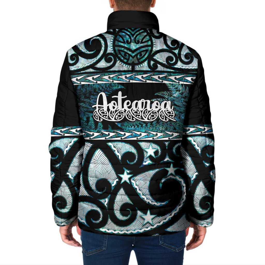 Kia Ora New Zealand Padded Jacket Aotearoa Proud Maori Paua Shell Silver Fern - Aussie Hoodie