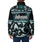 Kia Ora New Zealand Padded Jacket Aotearoa Proud Maori Paua Shell Silver Fern - Aussie Hoodie