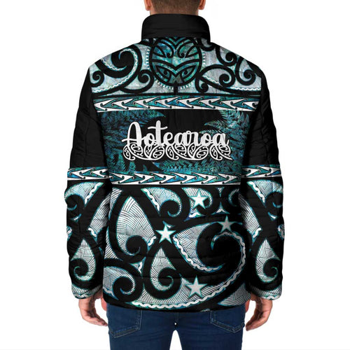 Kia Ora New Zealand Padded Jacket Aotearoa Proud Maori Paua Shell Silver Fern - Aussie Hoodie