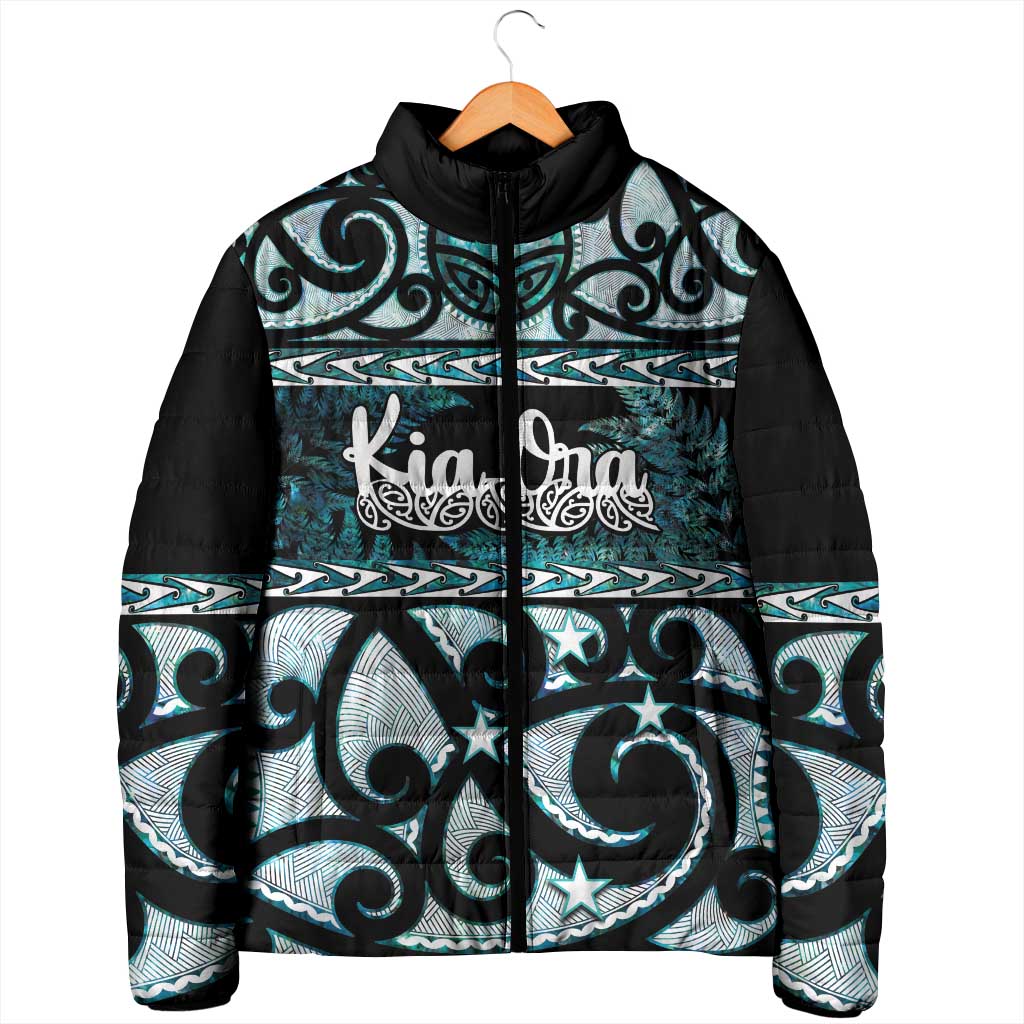 Kia Ora New Zealand Padded Jacket Aotearoa Proud Maori Paua Shell Silver Fern - Aussie Hoodie
