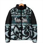 Kia Ora New Zealand Padded Jacket Aotearoa Proud Maori Paua Shell Silver Fern - Aussie Hoodie