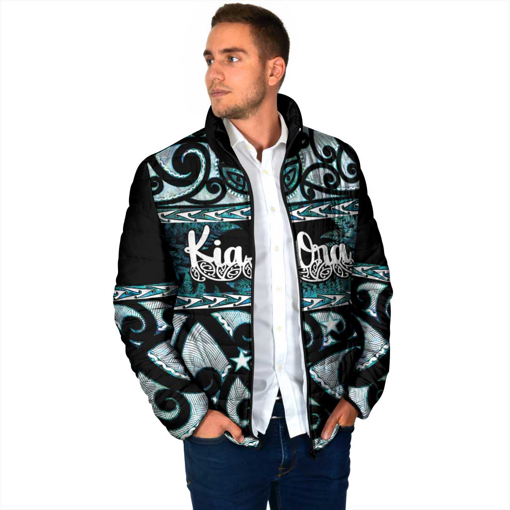 Kia Ora New Zealand Padded Jacket Aotearoa Proud Maori Paua Shell Silver Fern - Aussie Hoodie