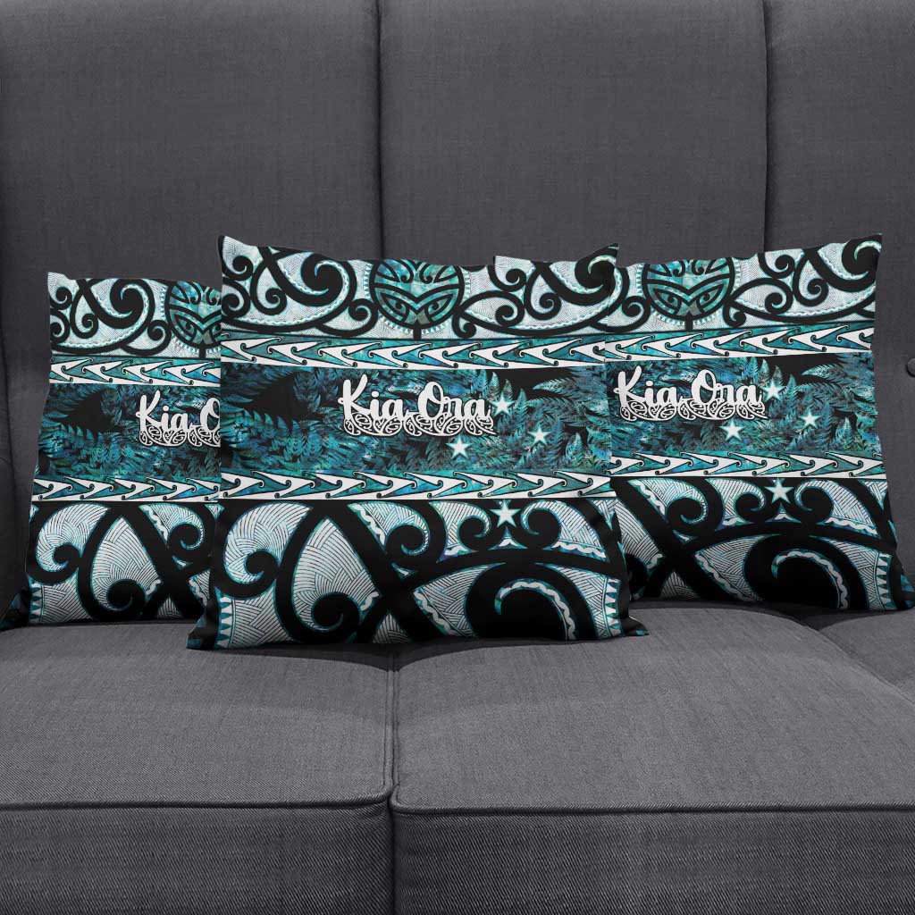 Kia Ora New Zealand Pillow Cover Aotearoa Proud Maori Paua Shell Silver Fern - Aussie Hoodie