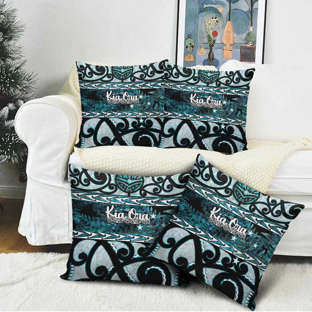 Kia Ora New Zealand Pillow Cover Aotearoa Proud Maori Paua Shell Silver Fern - Aussie Hoodie