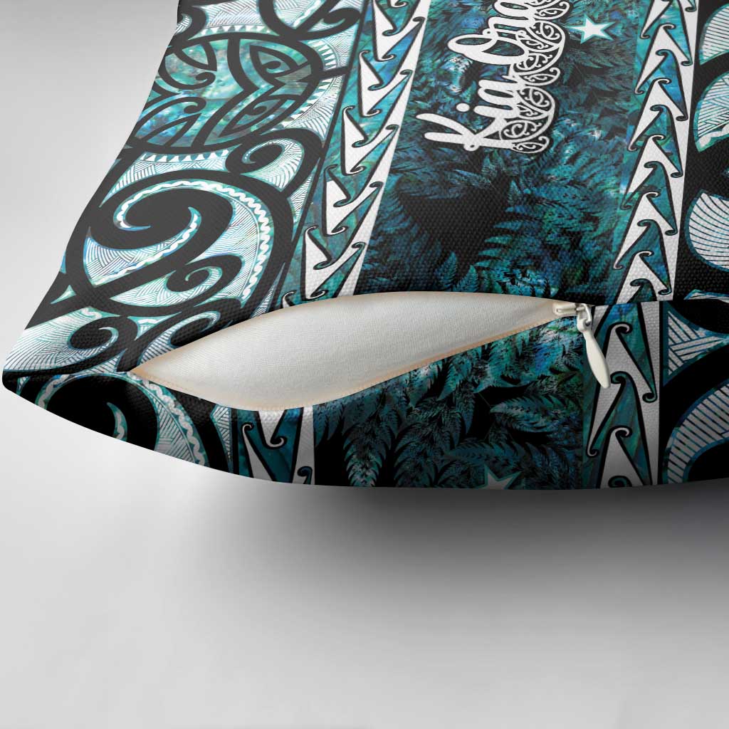 Kia Ora New Zealand Pillow Cover Aotearoa Proud Maori Paua Shell Silver Fern - Aussie Hoodie