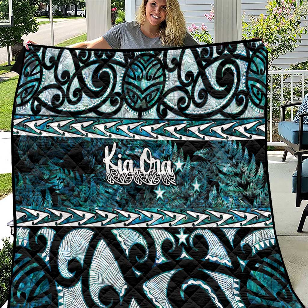 Kia Ora New Zealand Quilt Aotearoa Proud Maori Paua Shell Silver Fern - Aussie Hoodie
